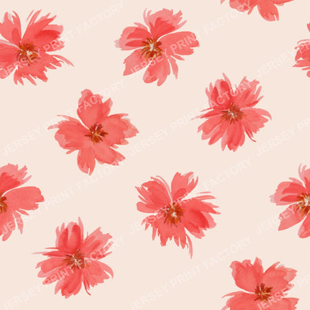 Hand-painted watercolor flowers in shades of coral, red and pink