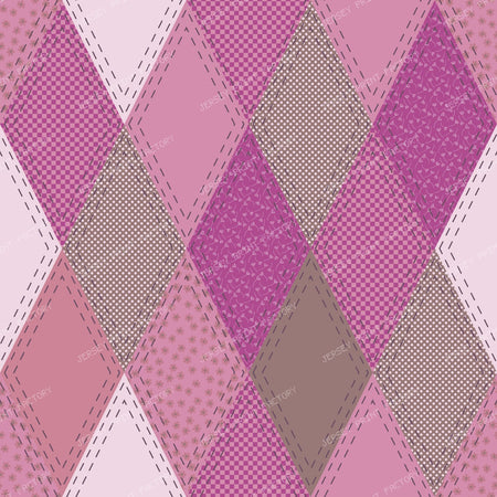 Folk Art Patchwork Argyle Pattern pink