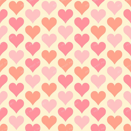 Sweet Retro Hearts on Ivory