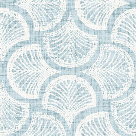 Powder Blue Ginkgo Fan Scallop Batik
