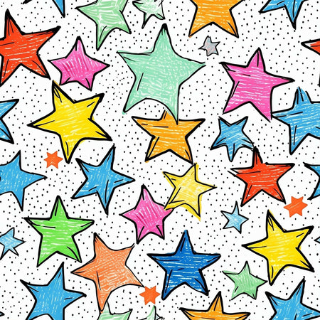 Playful Colorful Crayon Stars Pattern