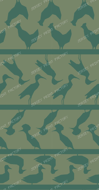 Bird Border Stripe Fabric Multicolor — Green