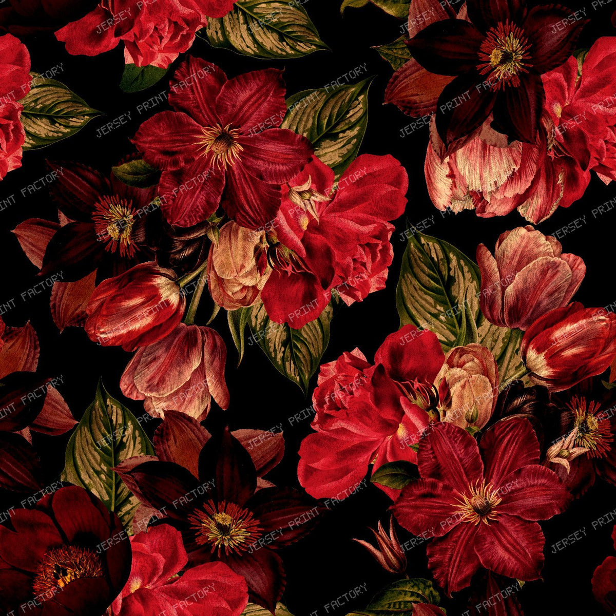 Classic Baroque Garden with Victorian Blooms and Grandmillennial Elegance - Black