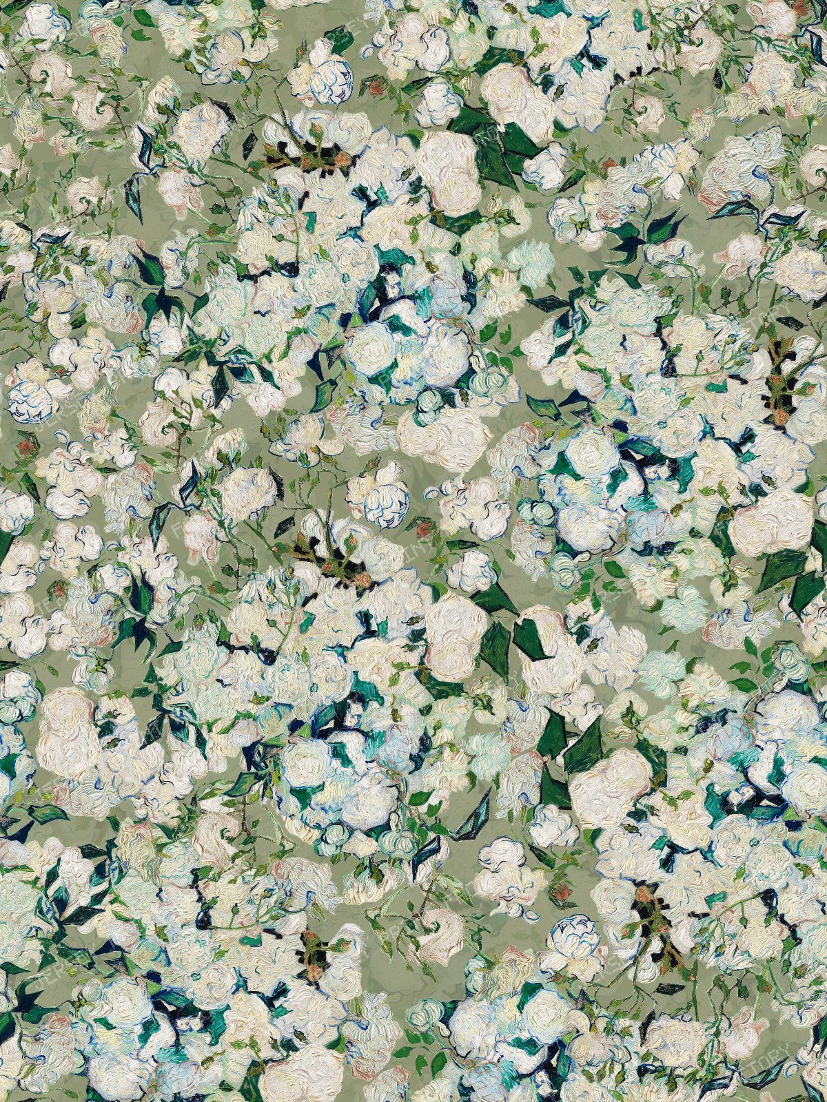 Vincent van Gogh Original Roses - Post Impressionist Museum Masterpiece - Turquoise — Sage