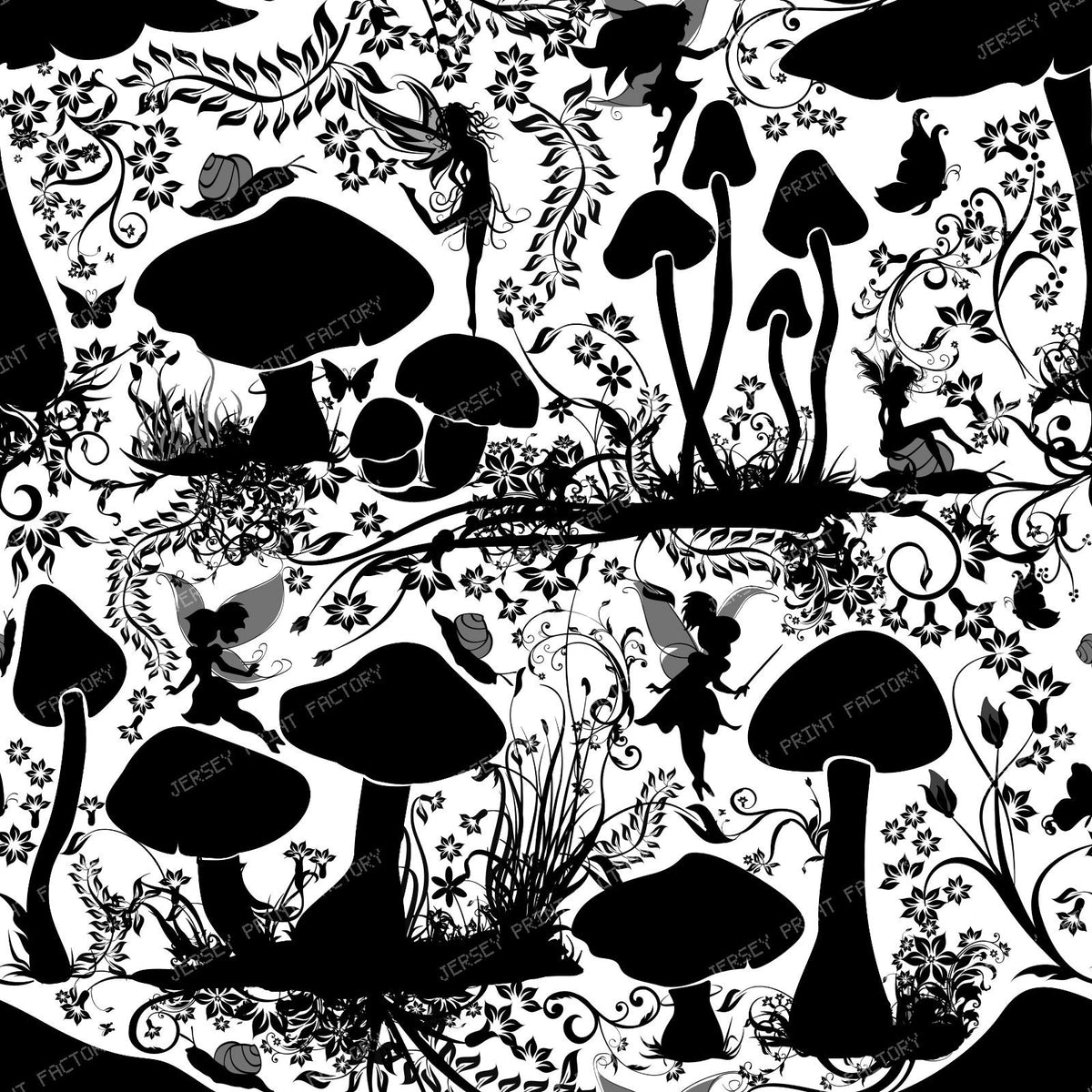 Enchanted Fairy land Black on White