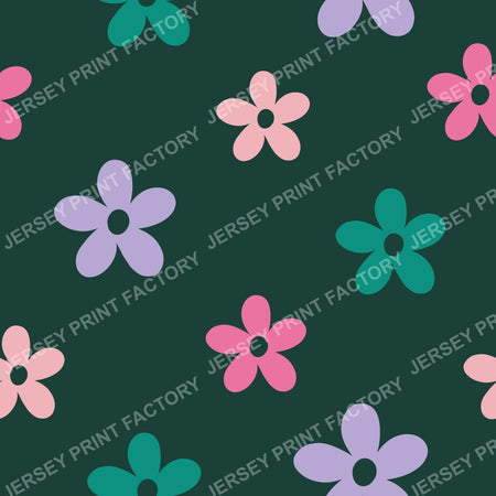 Simple pastel flowers on dark green