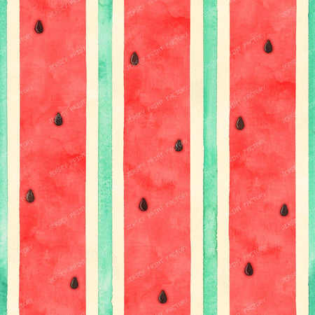 Watermelon Seed Watercolor Stripe Seamless Pattern