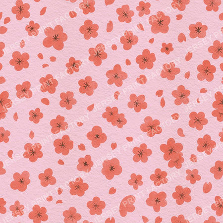 Sakura Cherry Blossom Flowers and Petals on Light Pink