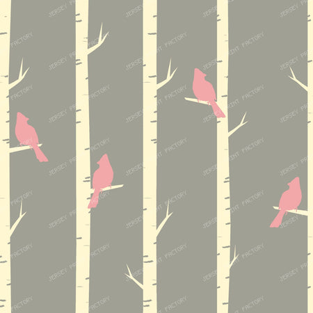 Cardinal Bird, Gray Bird, Bird Silhouette, Birch — Pink