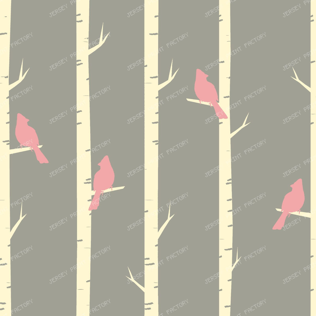 Cardinal Bird, Pink Bird, Bird Silhouette, Birch