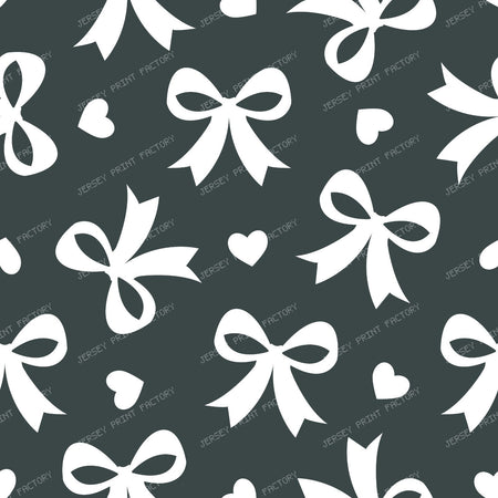 Bow Pattern, Coquette Bow, Ribbon, Cute Bow, White Bow, Hearts, Black — Gray 4