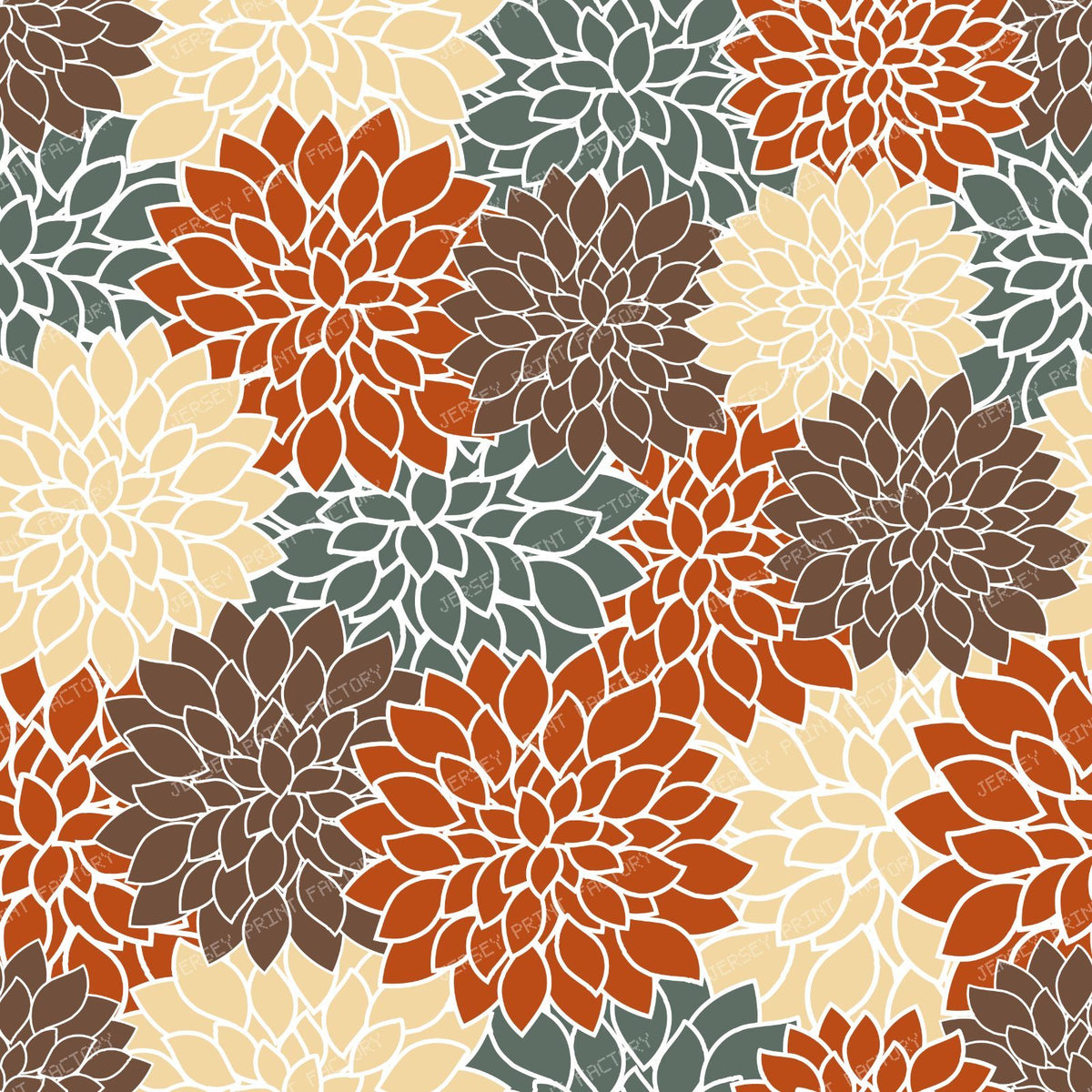 Blue Dahlia, Brown Dahlia, Orange Dahlia, Floral Pattern — Colorful 8