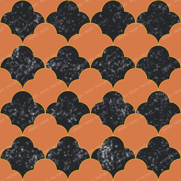 Mosaic Tile / Halloween Geometric Coordinate Black and Orange