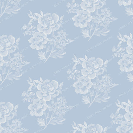 Etta - Watercolour Floral  Bunches   Dusky Blue — Blue & White