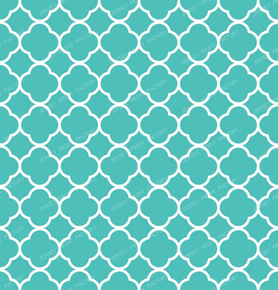 Blue Quatrefoil, Latticework, Moroccan Trellis — Teal