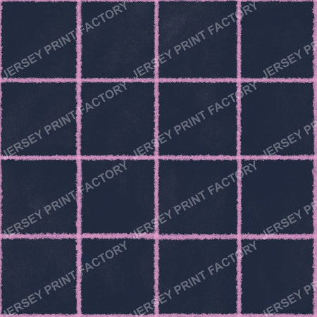Pastel Pink Chalk Grid Lines on Navy Blue - Squares, Check