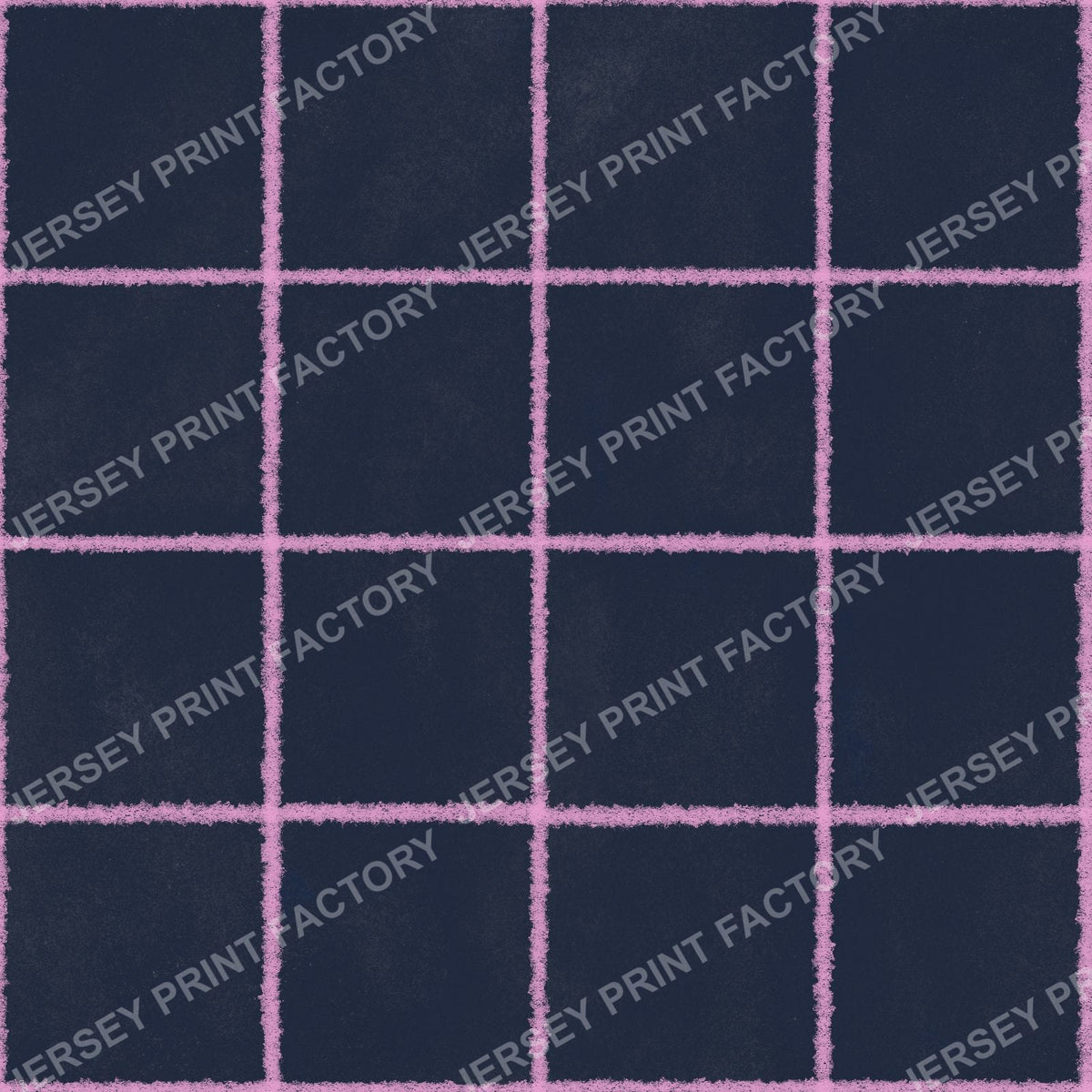 Pastel Pink Chalk Grid Lines on Navy Blue - Squares, Check