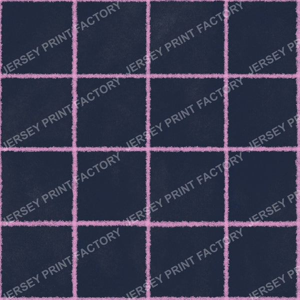 Pastel Pink Chalk Grid Lines on Navy Blue - Squares, Check