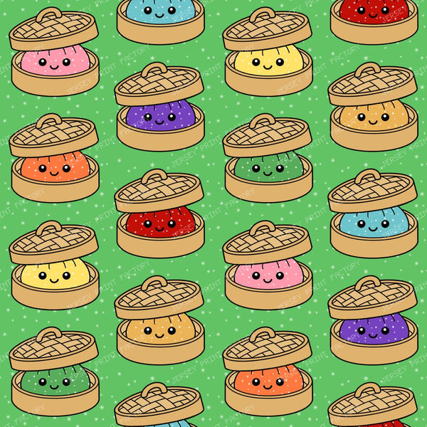 Squishy Bao Bun Steamer Dumplings In Green