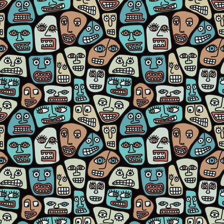 Faces in Shades of Brown and Teal