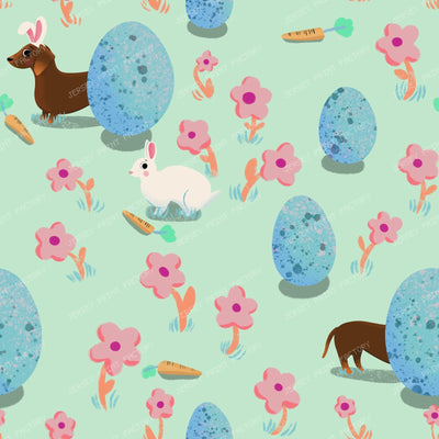 Easter egg hunt, sausage dog and bunny rabbit - purple — Sage