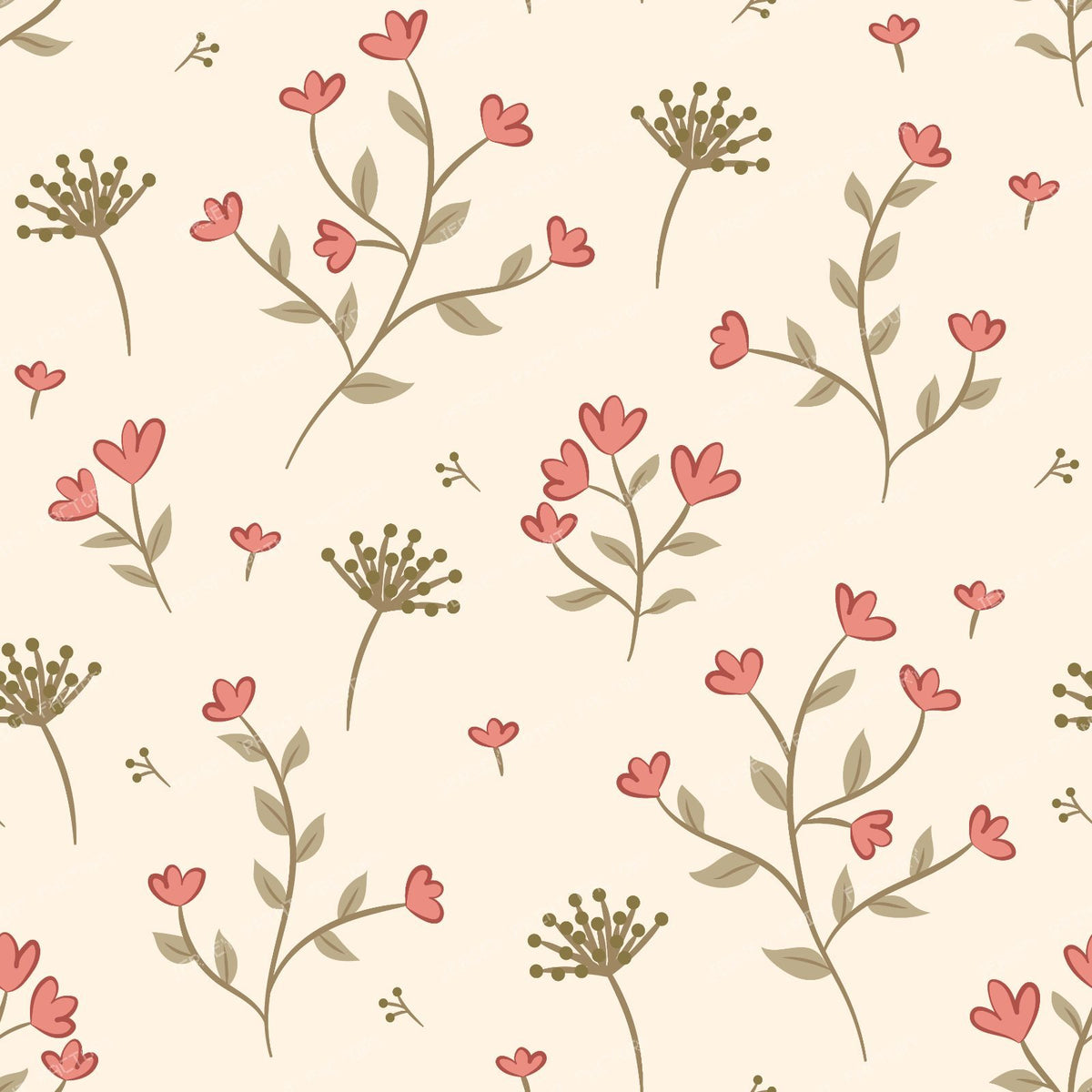 Cute Ducks | Minimal Flowers Beige