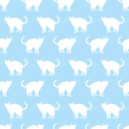Pattern Of Cats, Cat Silhouette, Kitty, Black and White — Blue