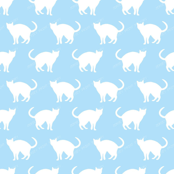 Pattern Of Cats, Cat Silhouette, Kitty, Black and White — Blue