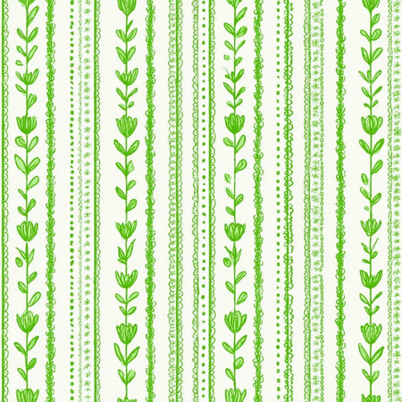 Vertical Stripe Green Botanical Leaf Floral