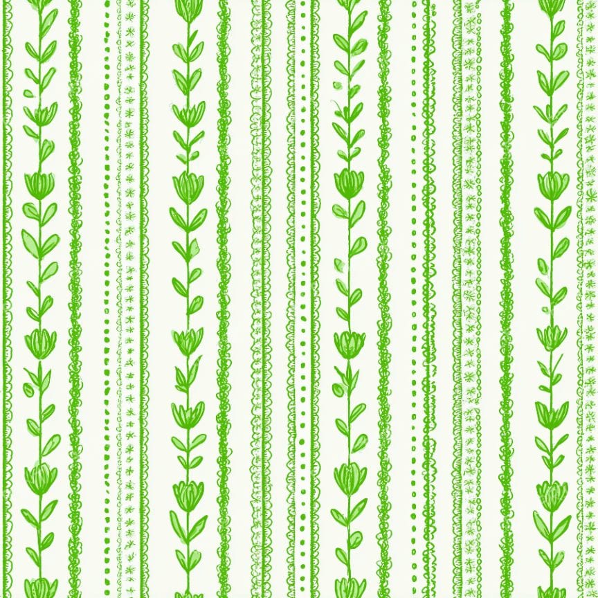 Vertical Stripe Green Botanical Leaf Floral