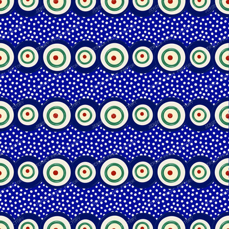 Polish Pottery Peacock Eyes And Polkadots On Cobalt Blue
