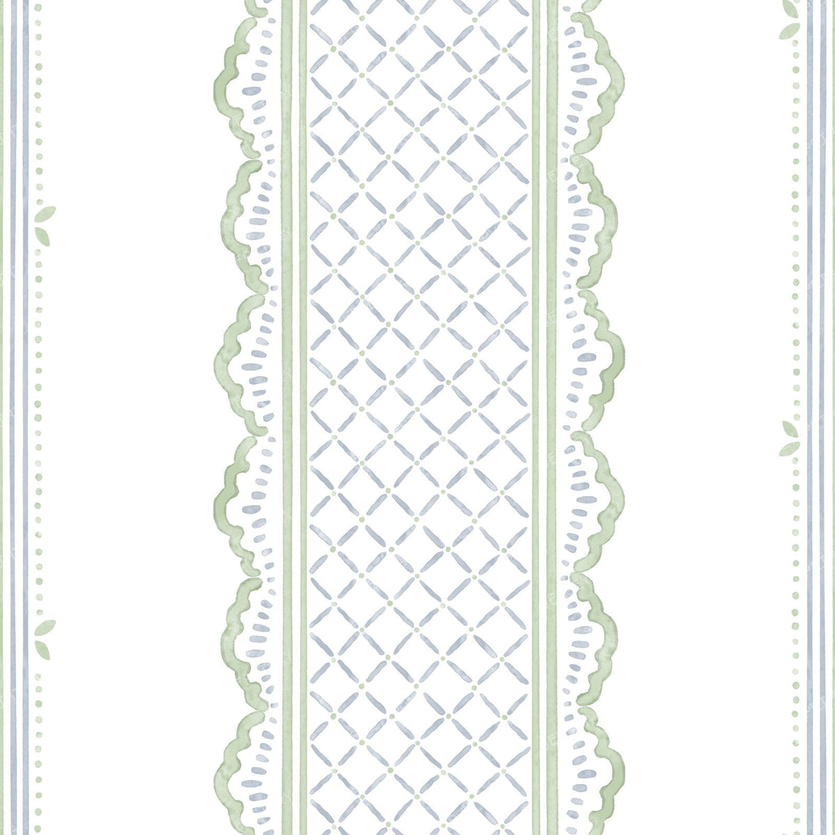 Lace Stripe Lattice French Country Cottage - Yellow Gray and White — Blue and Green
