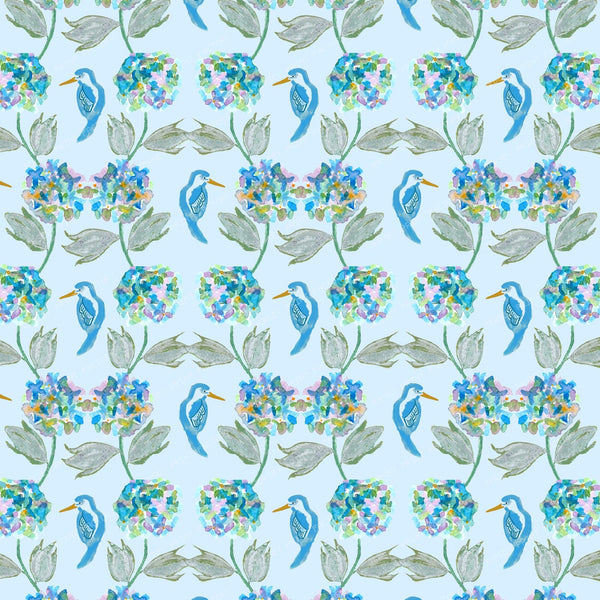 Hydrangea and Kingfisher -   Pale Blue