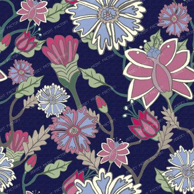 Large Chintz Dark Blue