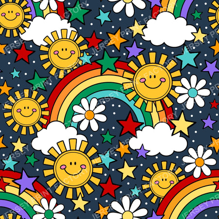 Sunshine And Rainbows Happy Sky Doodles Navy