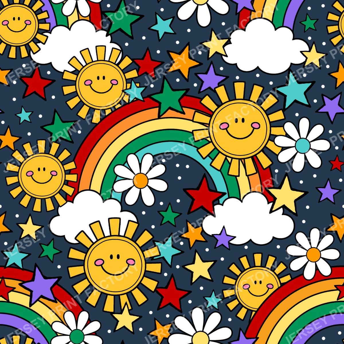 Sunshine And Rainbows Happy Sky Doodles Navy