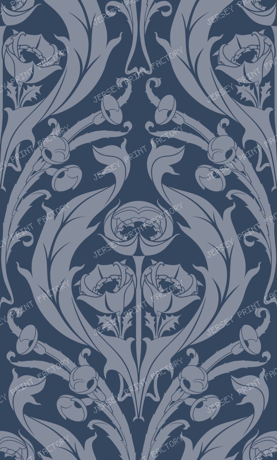 Art Nouveau wildlfowers in shades of slate grey