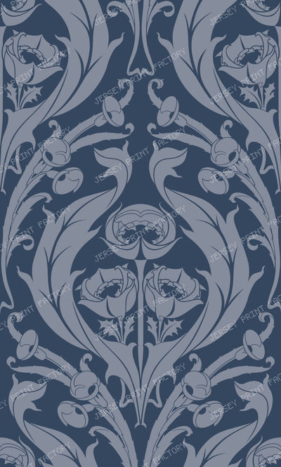Art Nouveau wildlfowers in shades of slate grey