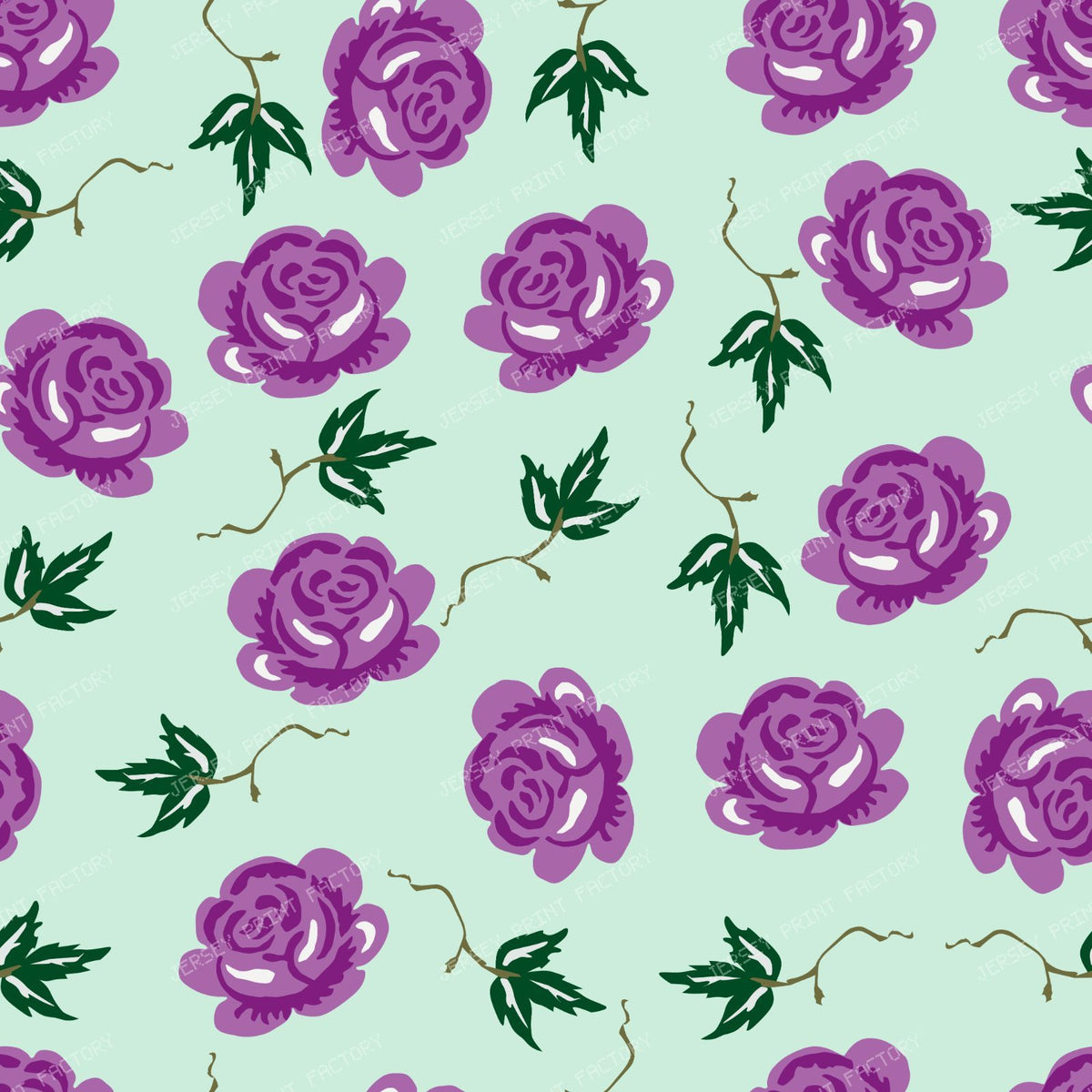 Blue Roses, Blue Flowers, Floral Pattern, Leaves, Boho — Purple 2