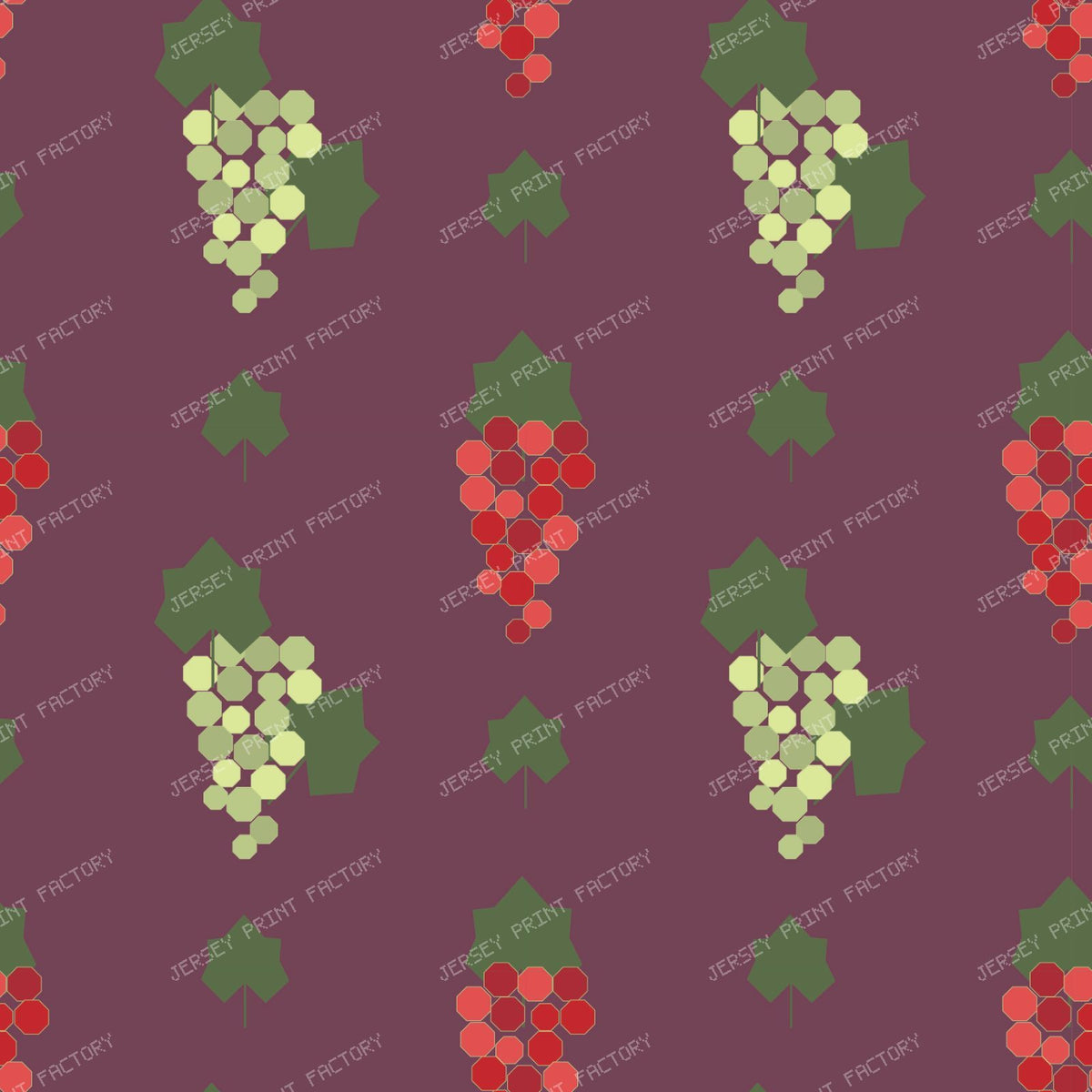 Grapevine Deco Green & Purple Clusters On Red (S) — Red & green on purple