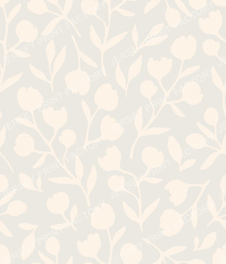 Fleurline - Modern Vintage Floral Silhouette - Cream on Light Grey