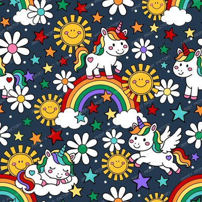 Unicorns  Sunshine and Rainbows  in Navy