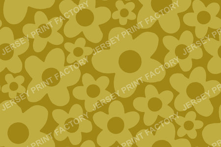 Simple Floral Pattern in Retro 60s - 70s style. Warm green