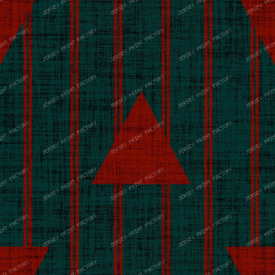 Christmas Arrow Stripe in Olive Green and Brick Red Linen Texture — Deep Teal