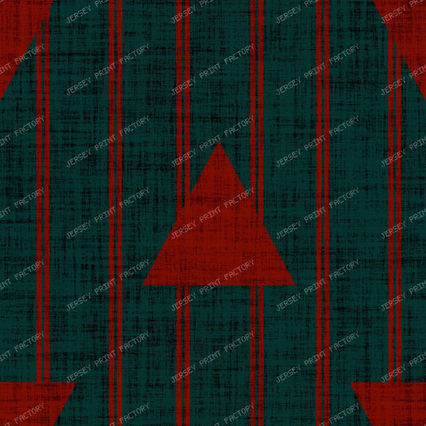 Christmas Arrow Stripe in Olive Green and Brick Red Linen Texture — Deep Teal