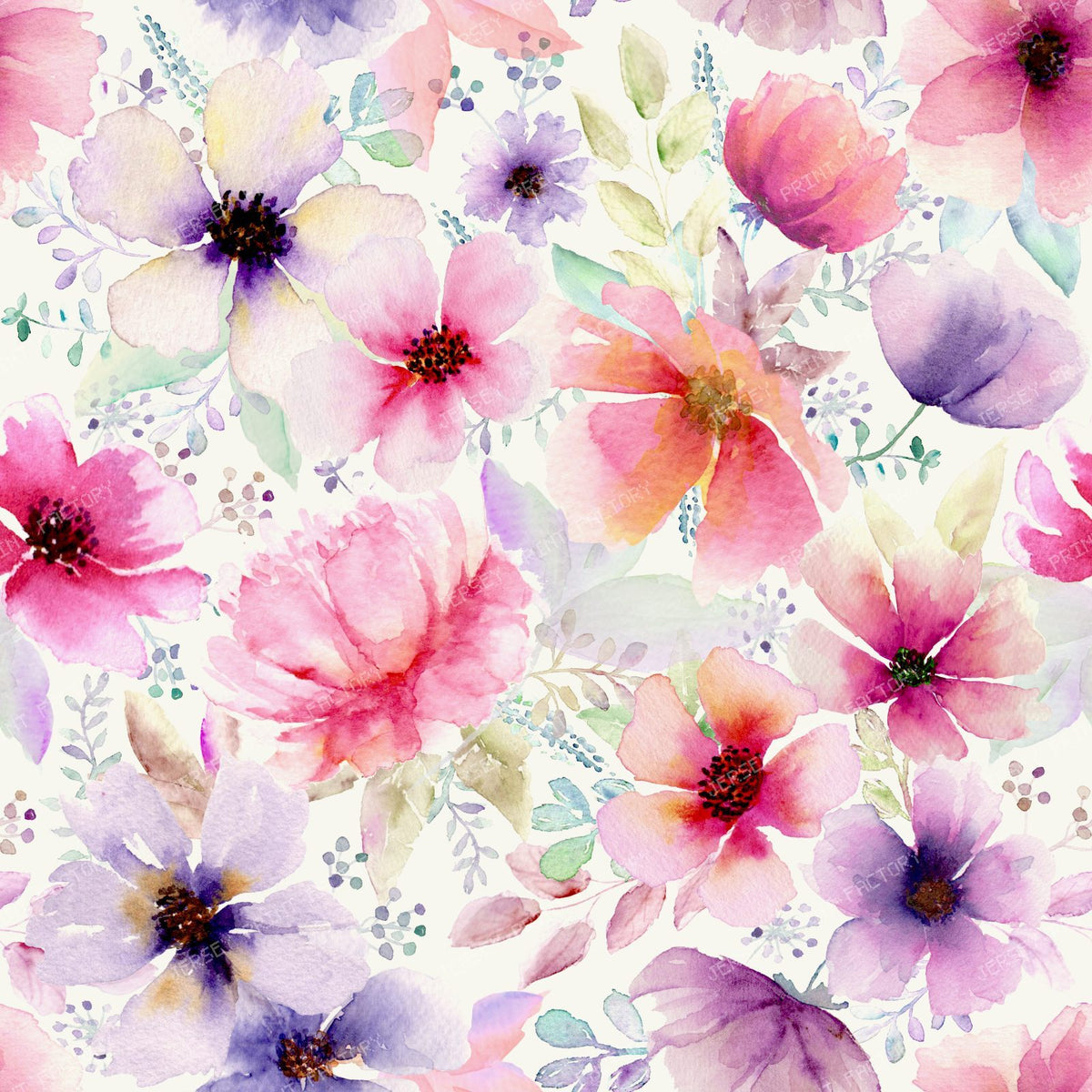 Watercolor abstract bold floral seamless pattern