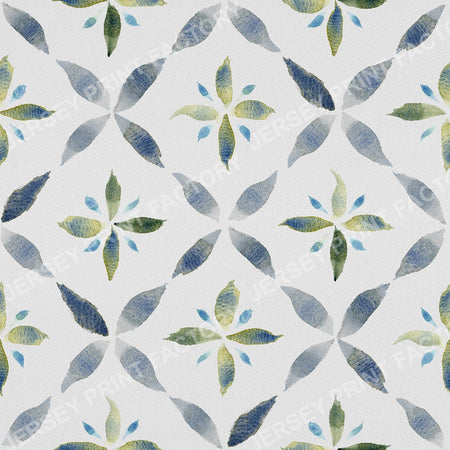 Lattice Leaf Geometric Watercolor Tile