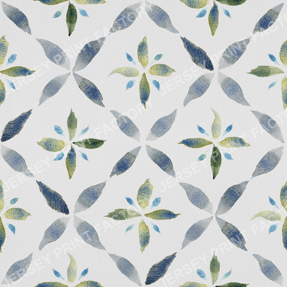 Lattice Leaf Geometric Watercolor Tile