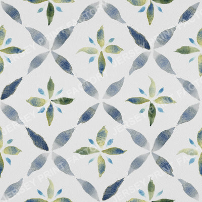 Lattice Leaf Geometric Watercolor Tile