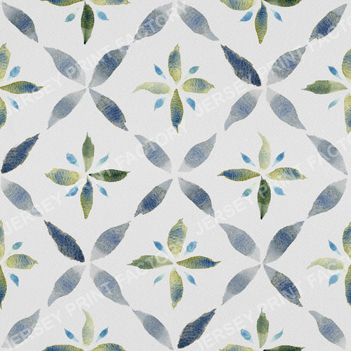 Lattice Leaf Geometric Watercolor Tile